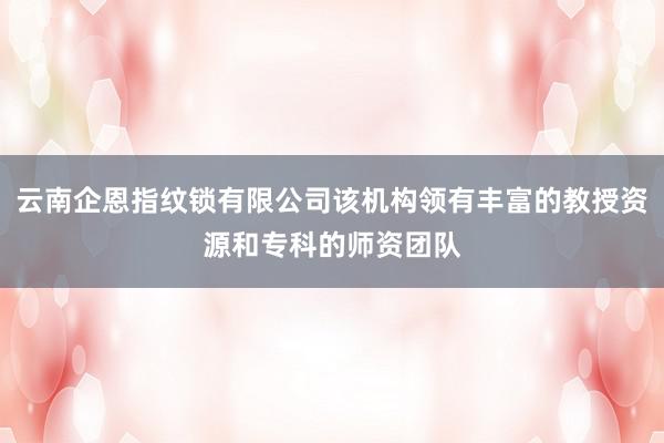 云南企恩指纹锁有限公司该机构领有丰富的教授资源和专科的师资团队